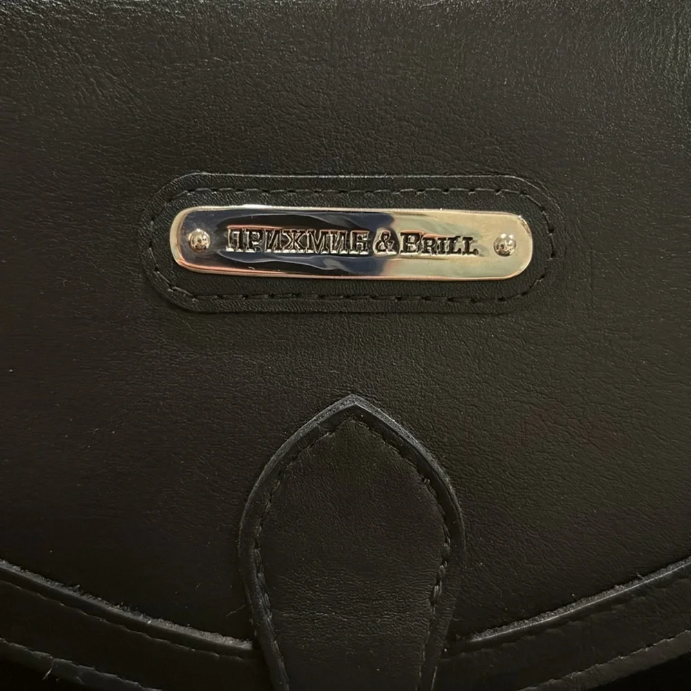 Prizmic & Brill Black Leather & Black Fur hide Top Handle & Strap Briefcase B 20